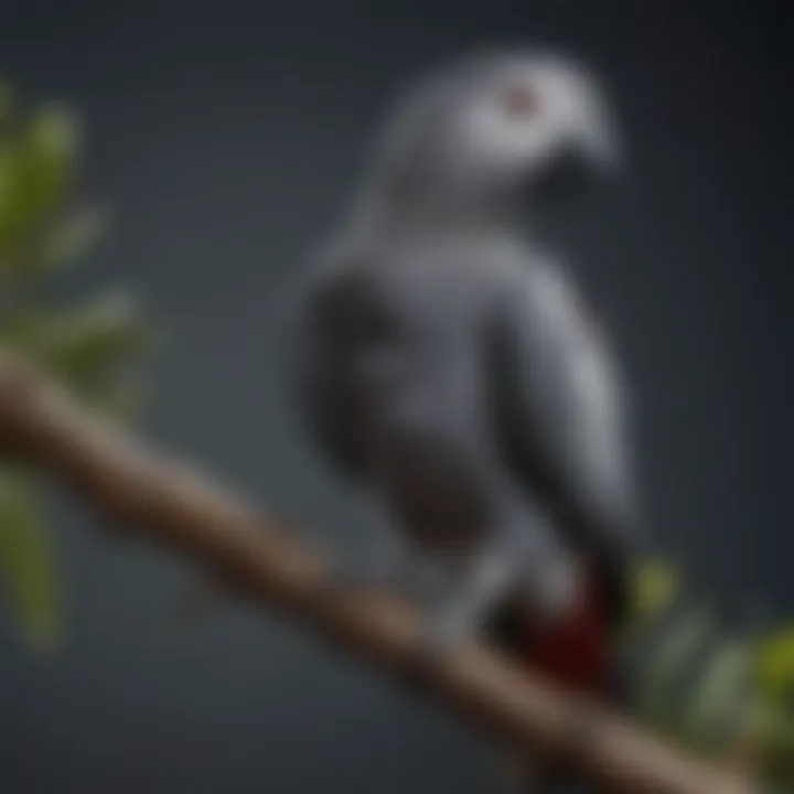 A vibrant African Grey parrot perched on a branch