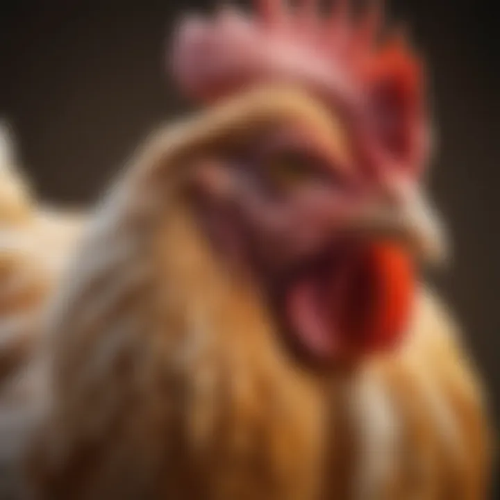 Close-up of American Bresse chicken showcasing its unique plumage and coloration