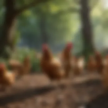 American Bresse chickens in a lush, free-range environment