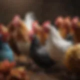 Colorful assortment of bantam chickens showcasing their diverse plumage.
