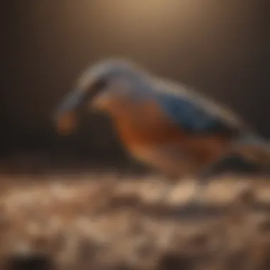 Bird enjoying a pellet meal