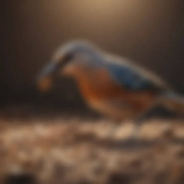 Bird enjoying a pellet meal