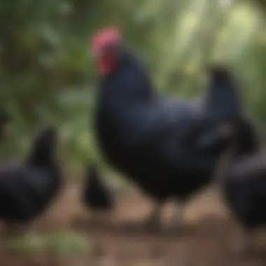 A Black Australorp hen and her chicks together