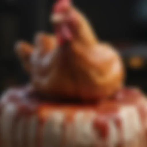 Close-up of a chicken stool showing blood