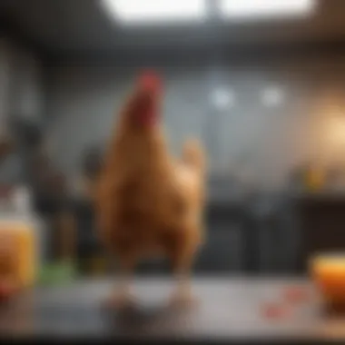 Healthy chicken in a clean environment