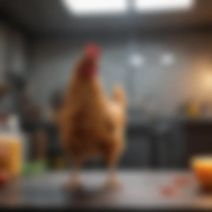 Healthy chicken in a clean environment