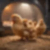 Two-week-old chickens thriving in a cozy brooder