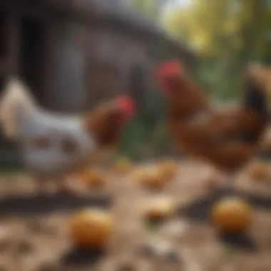 Chickens foraging for natural food