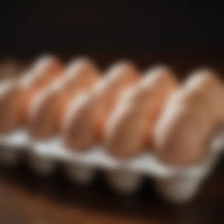 An egg catcher displaying freshly laid eggs