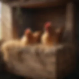 A cozy wooden chicken nesting box filled with straw