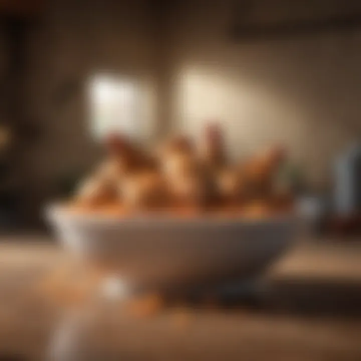 Bowl filled with chicken scratch feed, highlighting key components