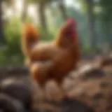 Close-up of a healthy chicken in a natural environment