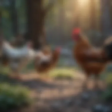 Behavioral Adaptations to Cold Climates Cold hardy chickens interacting in their natural habitat.