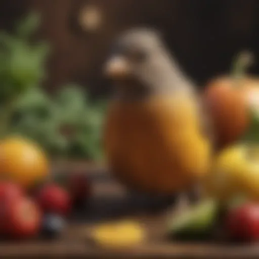 A vibrant array of fruits and vegetables suitable for birds