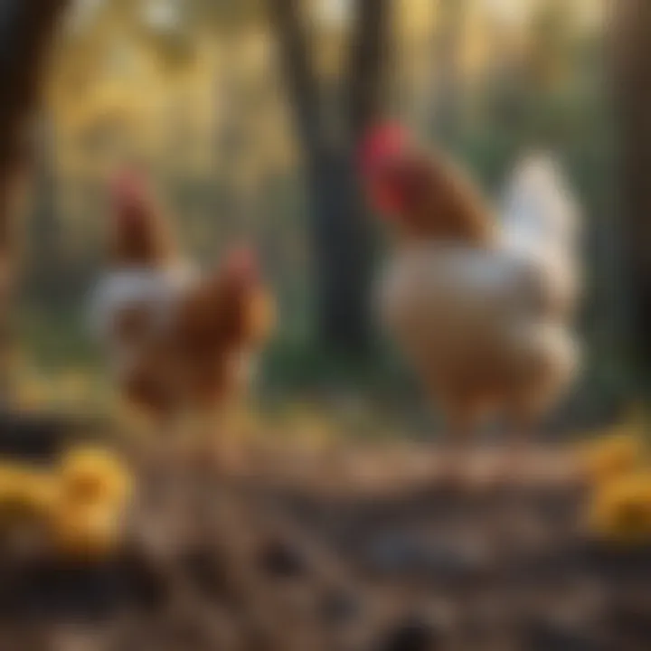 Healthy chickens in a natural environment