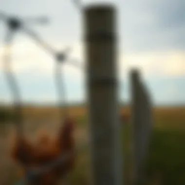 Electric Fence Construction Details Close-up of electric fence wires and posts