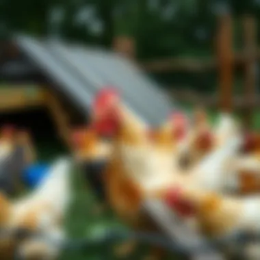 Safe Poultry Enclosure with Electric Fencing Poultry flock safely contained by electric fencing