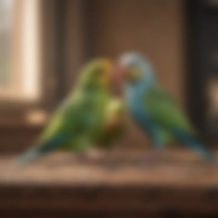 Parakeets interacting with their owners