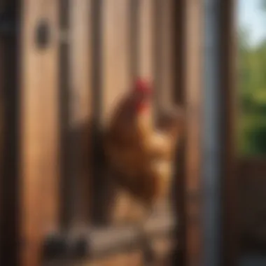 Durable Chicken Keeper Door A well-constructed chicken keeper door showcasing durability
