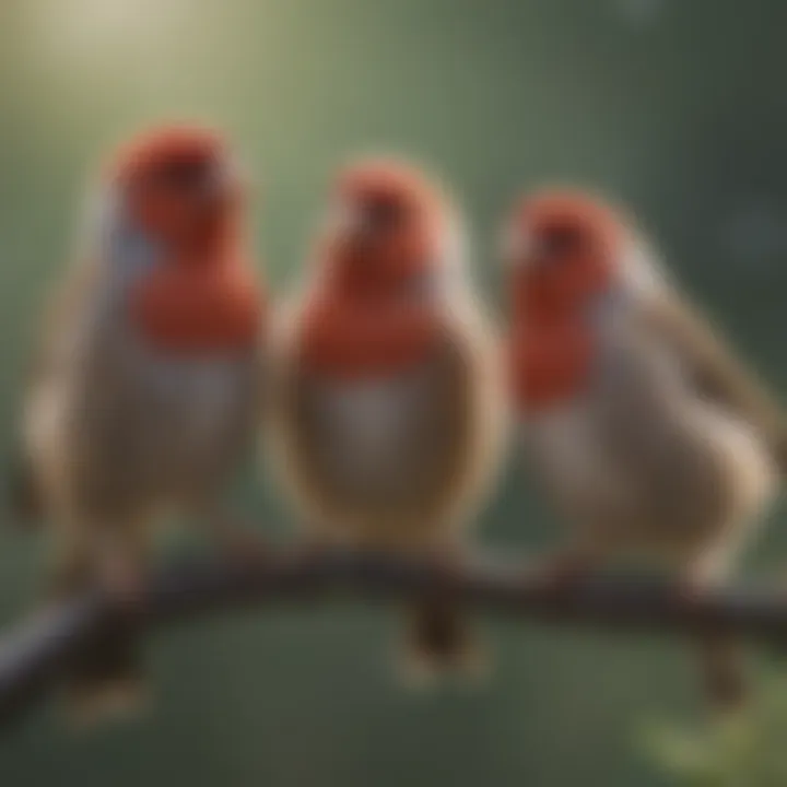 Finches interacting in their natural habitat
