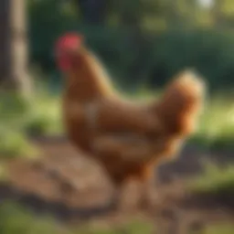 Free range chicken roaming outdoors