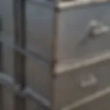 A close-up view of a galvanized nesting box showcasing its construction details.