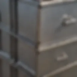 A close-up view of a galvanized nesting box showcasing its construction details.