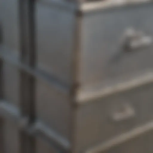 A close-up view of a galvanized nesting box showcasing its construction details.