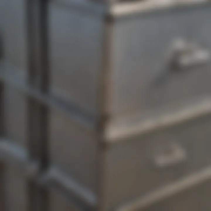 A close-up view of a galvanized nesting box showcasing its construction details.