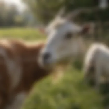 Safe Grazing with Goat Netting A well-maintained goat netting system with goats safely grazing inside.