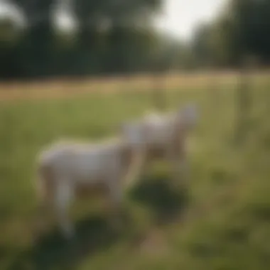 Goat Netting Installation in Pasture An installation of goat netting around a pasture, demonstrating effective perimeter security.