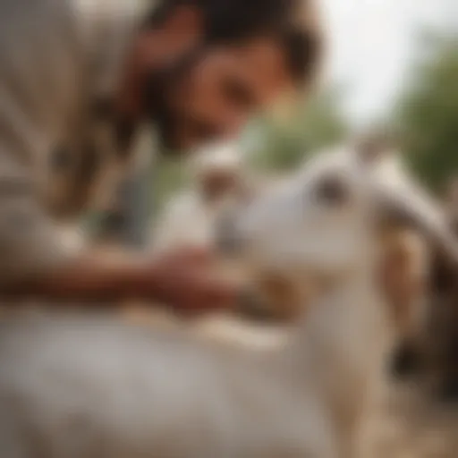 A veterinarian administering a vaccine to a goat