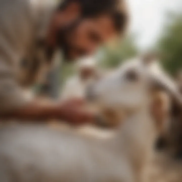 A veterinarian administering a vaccine to a goat