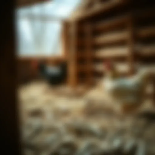 Hemp bedding spread in a chicken coop