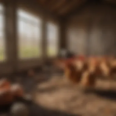 A well-organized chicken coop illustrating optimal management practices for egg production.