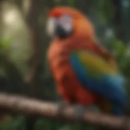 Close-up of a vibrant macaw perched on a branch