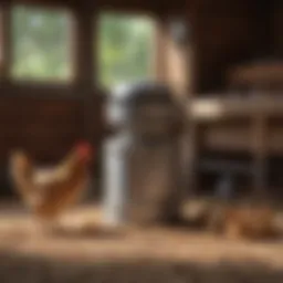 Nipple feeder system installed in a chicken coop