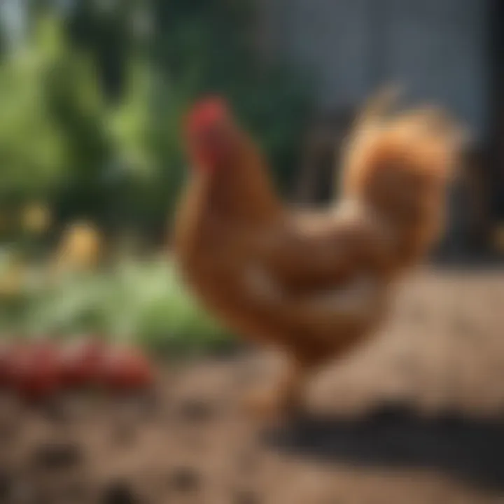 Healthy chickens thriving in a garden environment