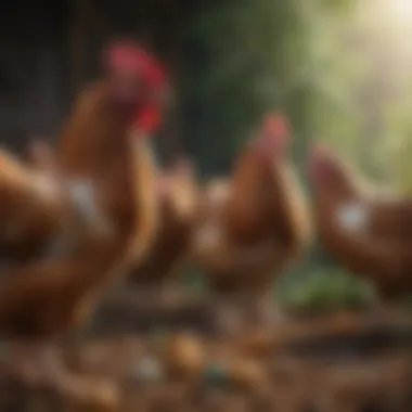 Healthy hens in a natural environment, thriving on organic feed