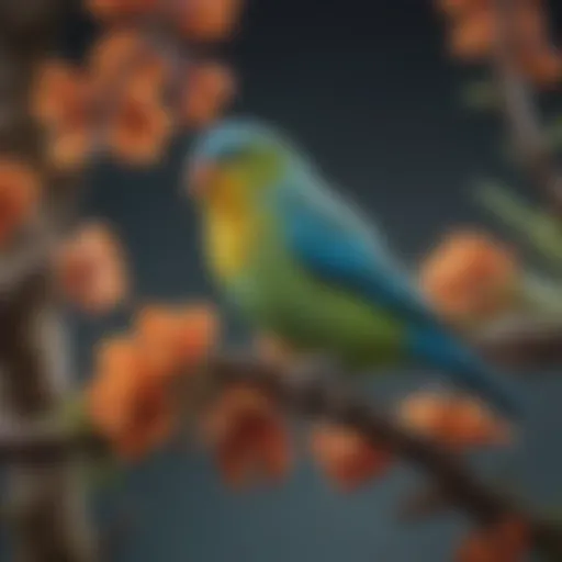 Colorful parrotlet perched on a branch