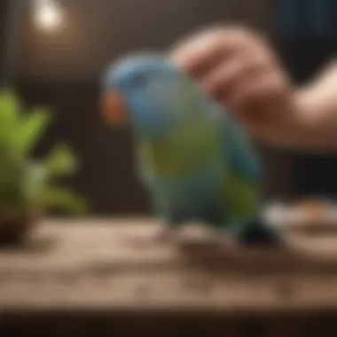 Parrotlet interacting with its owner