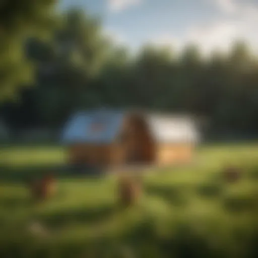 A modern portable chicken house in a lush green field