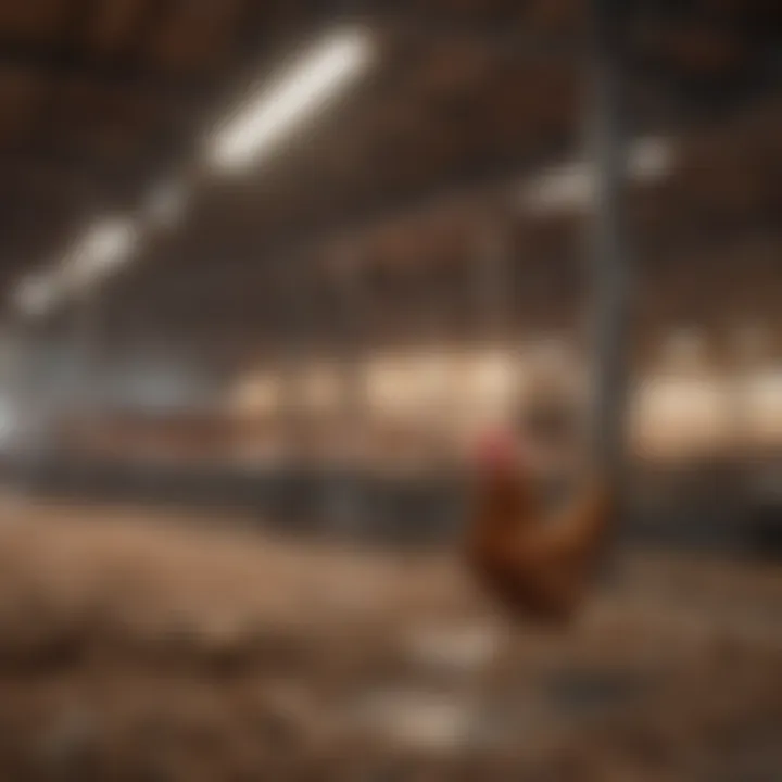Radiant heater installed in a poultry house ensuring thermal comfort.