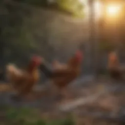 A well-constructed poultry netting setup in a backyard.