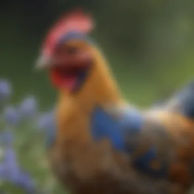 Prairie Bluebell Chicken showcasing its unique feathering and coloration.