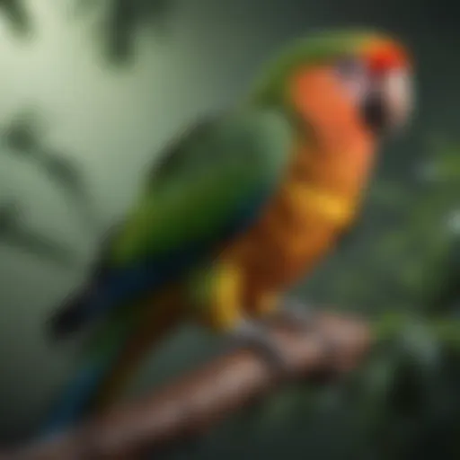 Colorful Amazon parrot perched on a branch