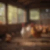 A serene chicken coop environment promoting egg production