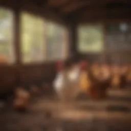 A serene chicken coop environment promoting egg production