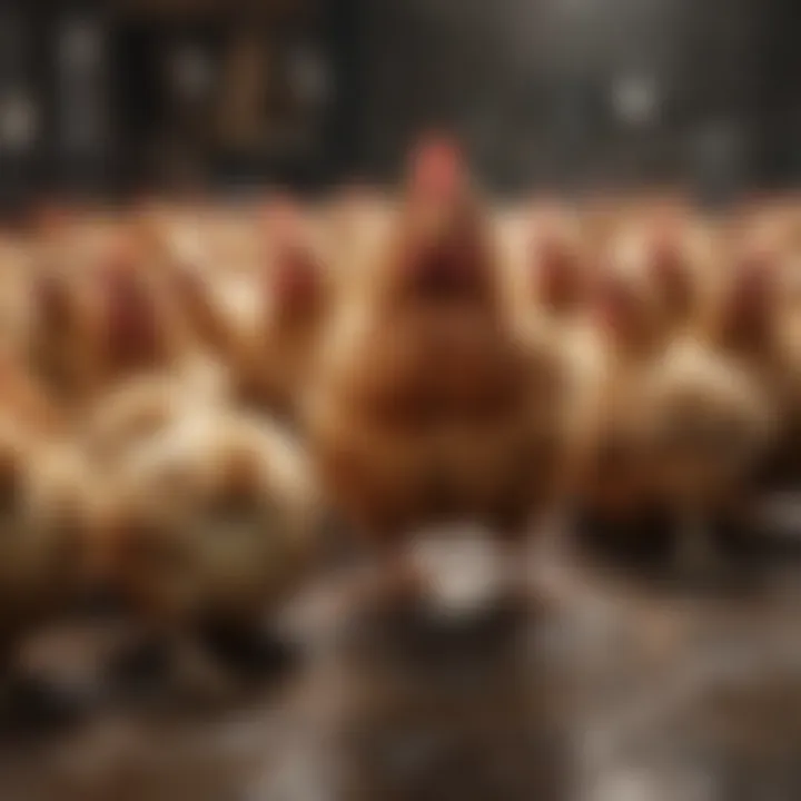 Chickens displaying signs of stress in their environment
