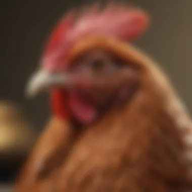 Close-up of a Rhode Island Red hen